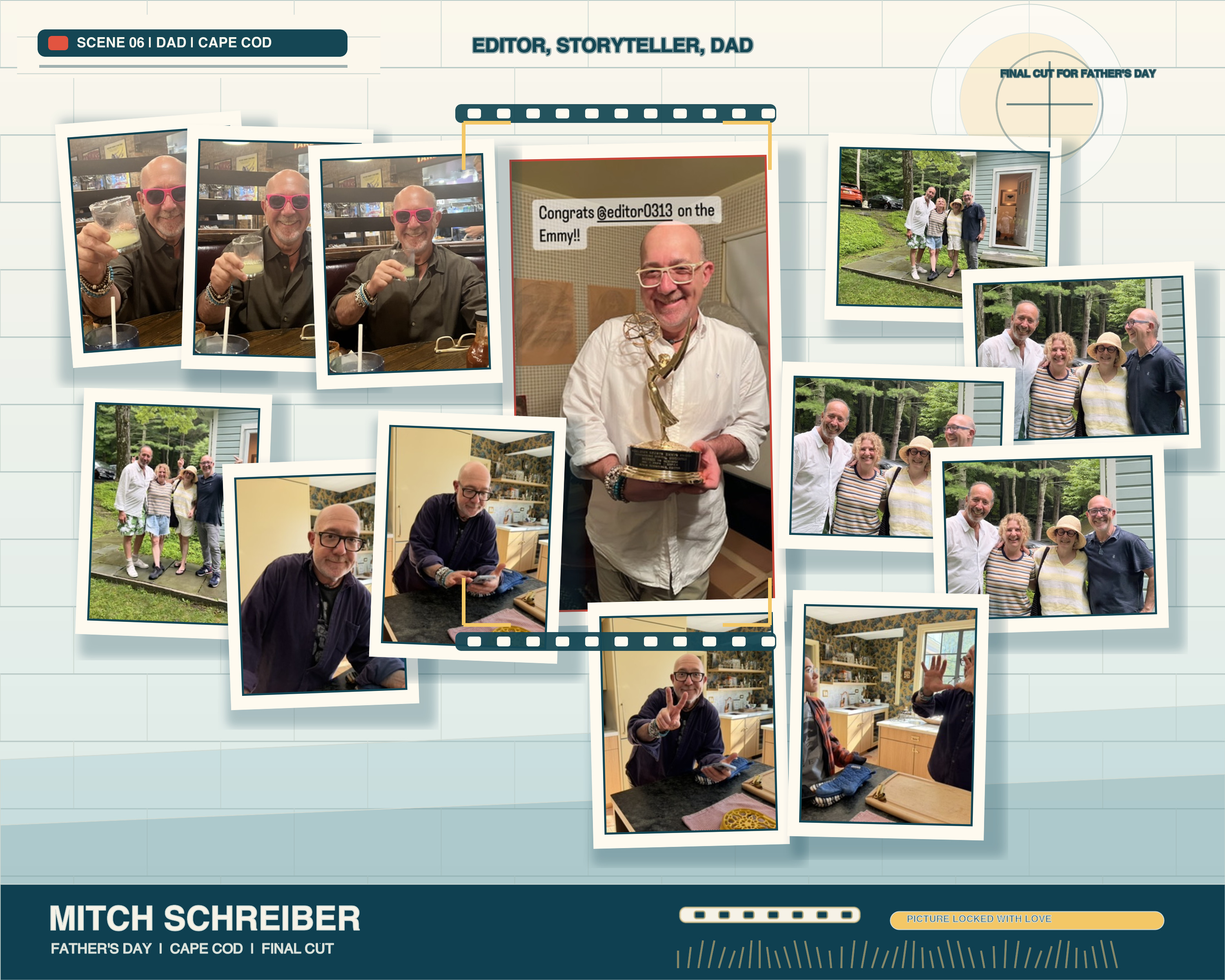 Cape Cod and video editor themed collage of Mitch Schreiber