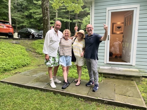 Family standing outside