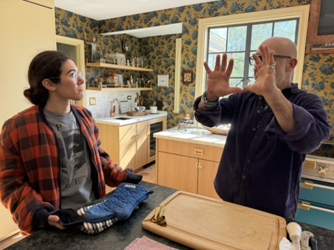 Mitch and family in conversation